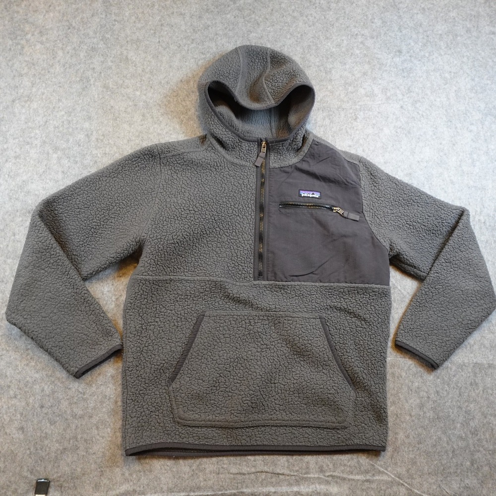 Patagonia Pullover Mens Medium Grey Retro Pile Hooded 22790